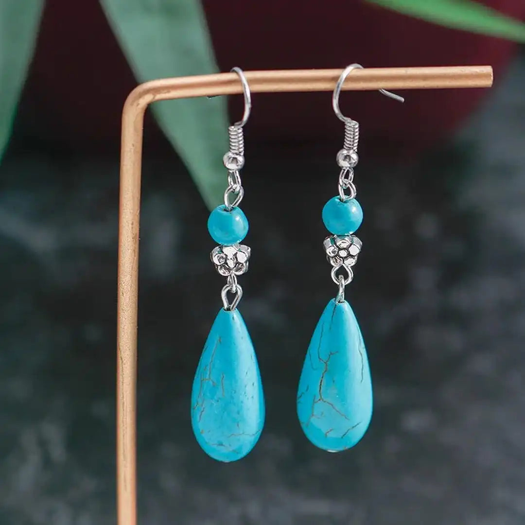 Méadhbh — Silver Teardrop Turquoise Earrings