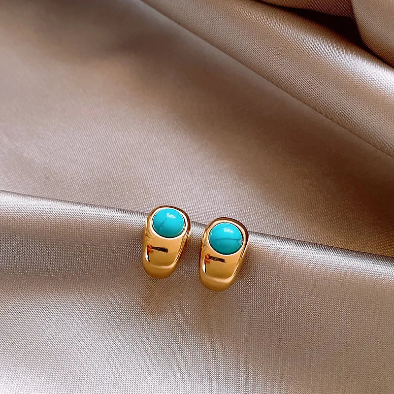 Gobnait — Double Turquoise Gold Studs