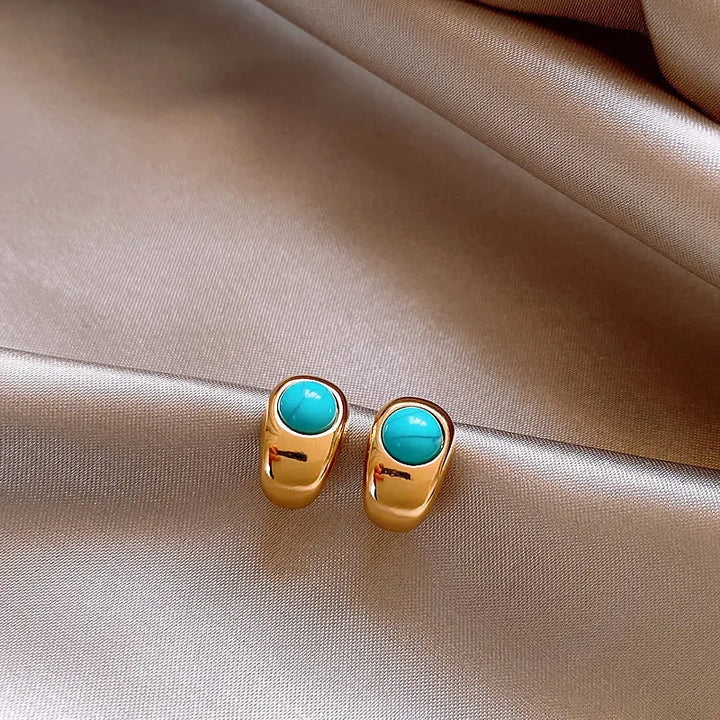 Gobnait — Double Turquoise Gold Studs