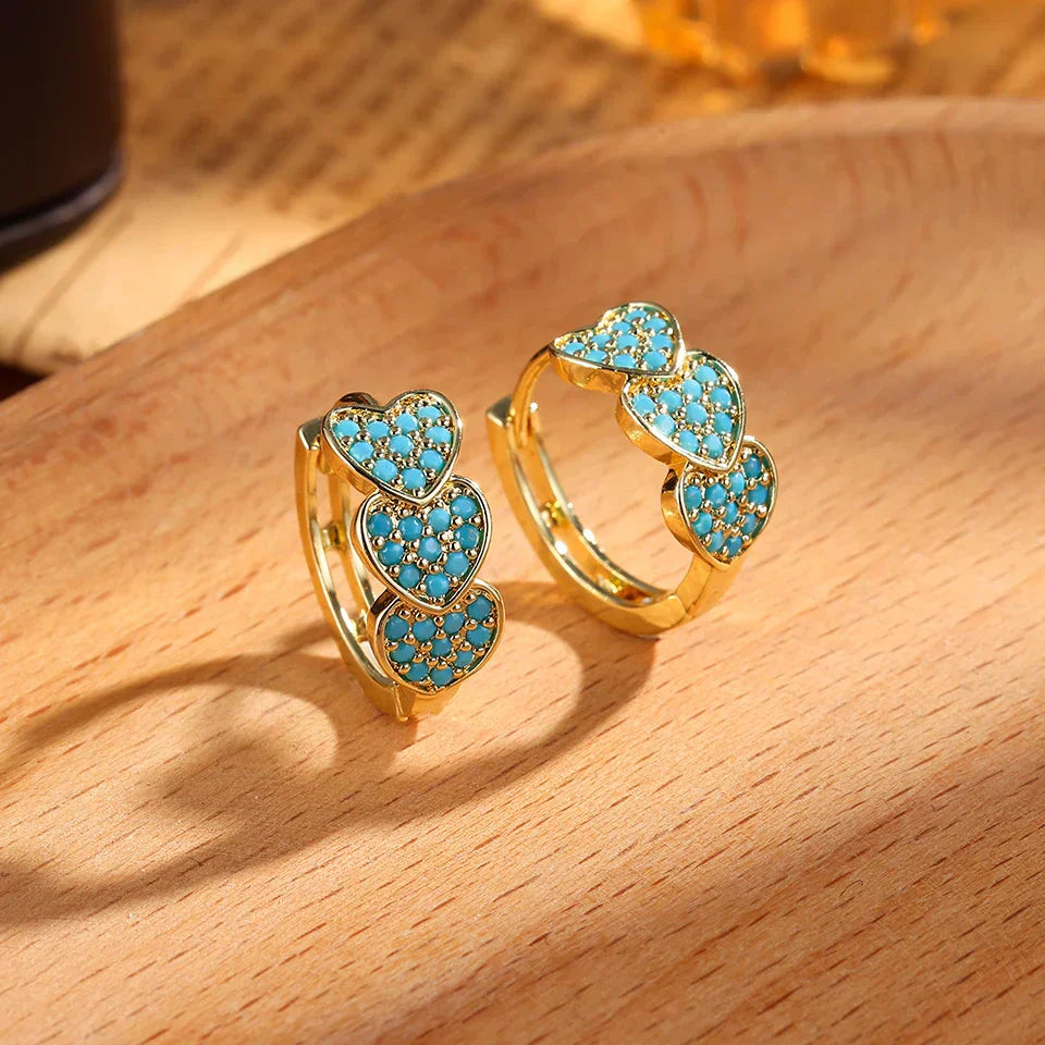 Sadbh — Turquoise Heart Hoop Earrings