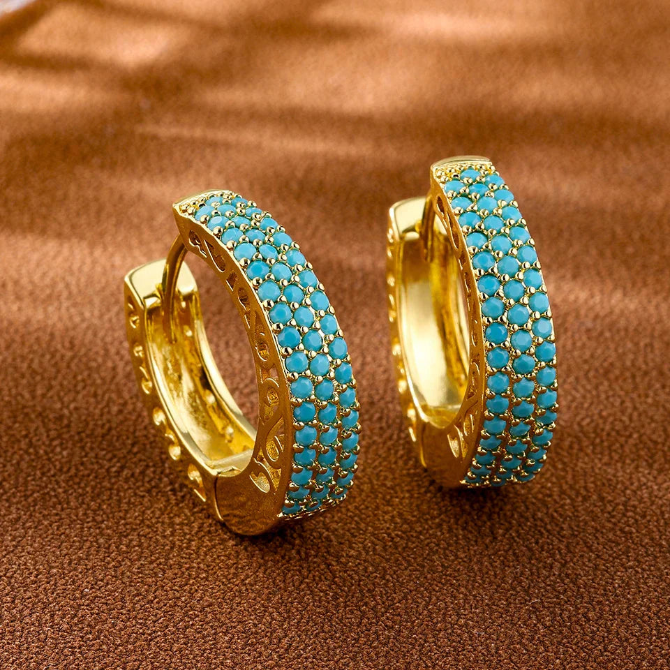 Eileen — Triple Row Turquoise Huggies