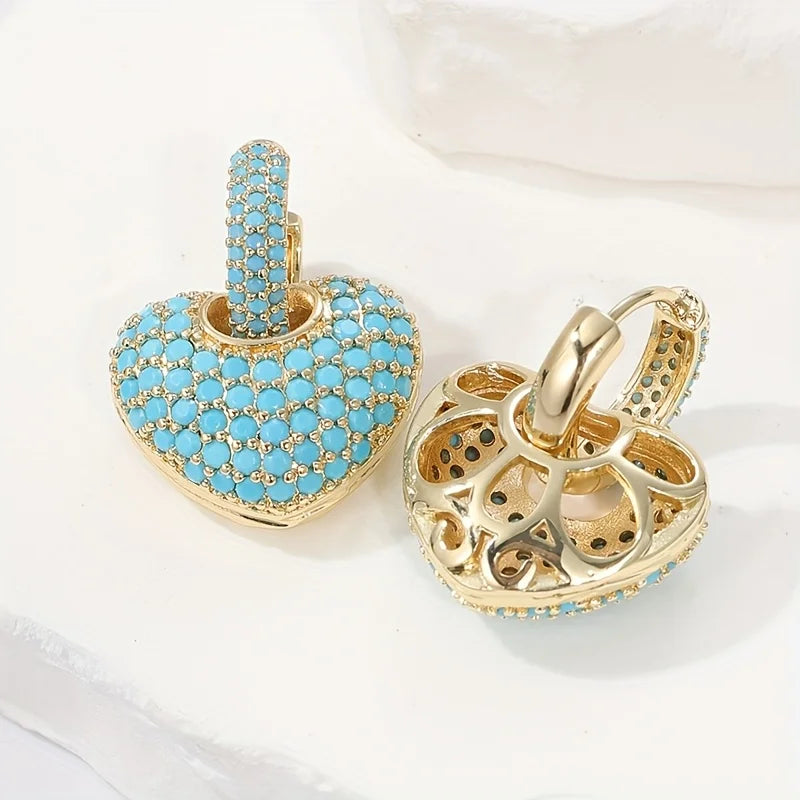 Cáit — Turquoise Heart Huggie Earrings