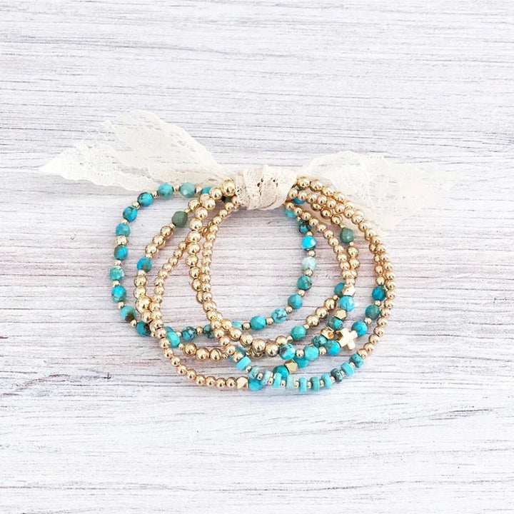 Ceara — Turquoise & Gold Bead Bracelet