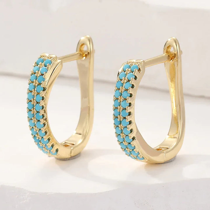 Deirdre — Classic Turquoise Pavé Huggies