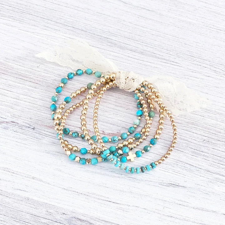 Ceara — Turquoise & Gold Bead Bracelet