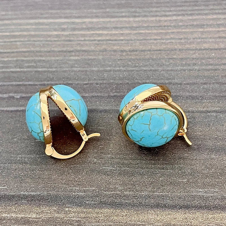 Eala — Brushed Gold Turquoise Studs