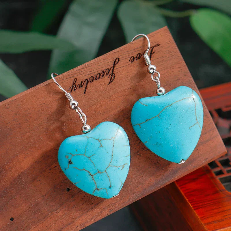 Oonagh — Turquoise Heart Drop Earrings