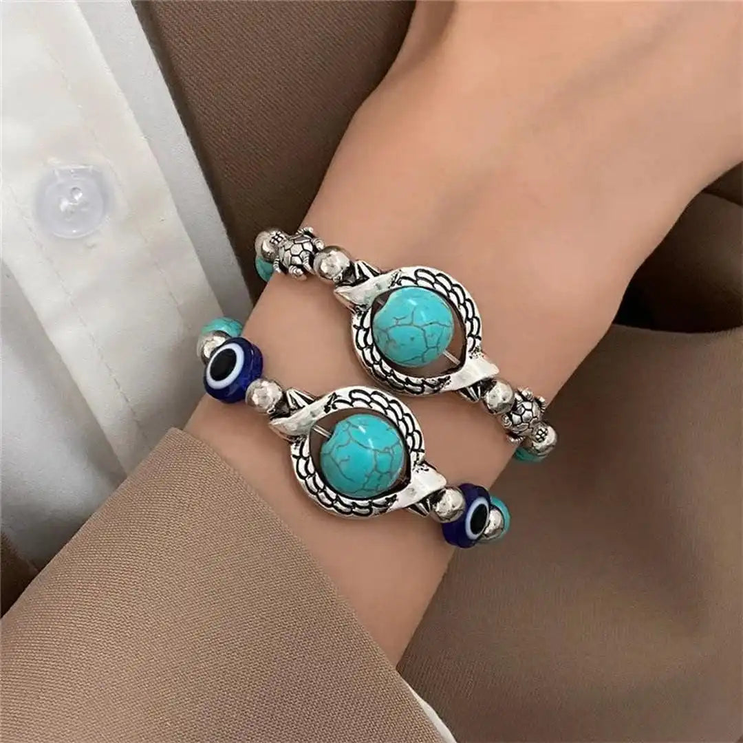 Brigid — Antique Silver Turquoise Bracelet