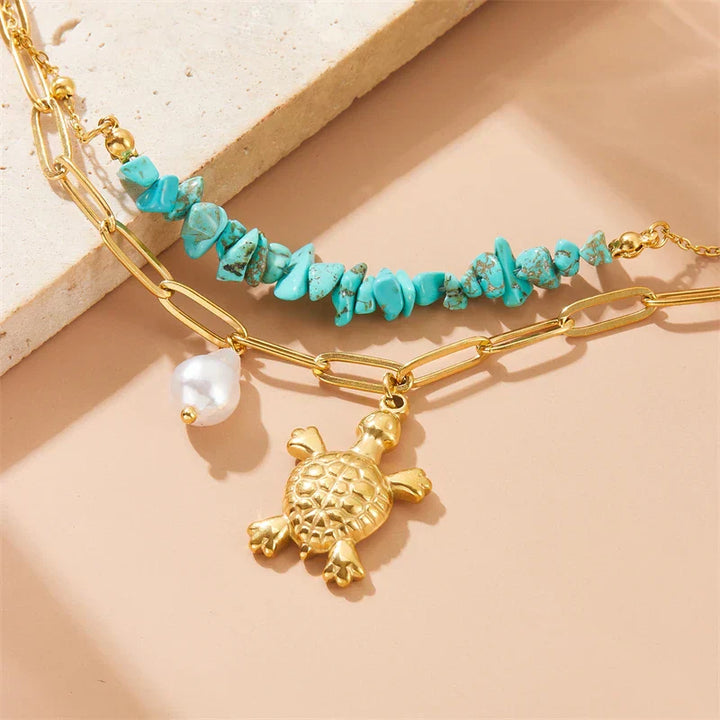 Tara — Golden Turtle Layered Bracelet
