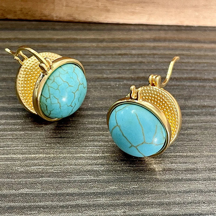 Eala — Brushed Gold Turquoise Studs