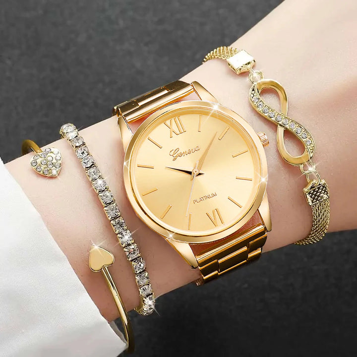 Niamh — Rhinestone Watch & Bracelet Set (4 Pieces)