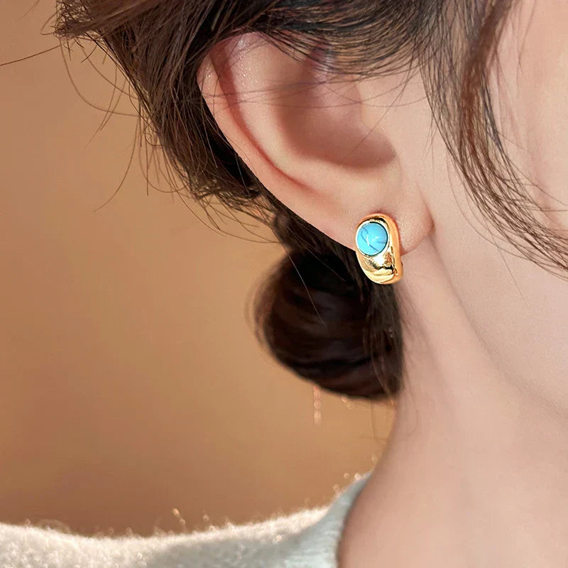 Gobnait — Double Turquoise Gold Studs