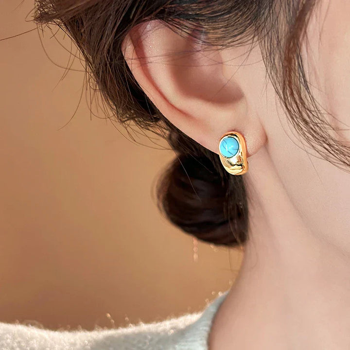 Gobnait — Double Turquoise Gold Studs