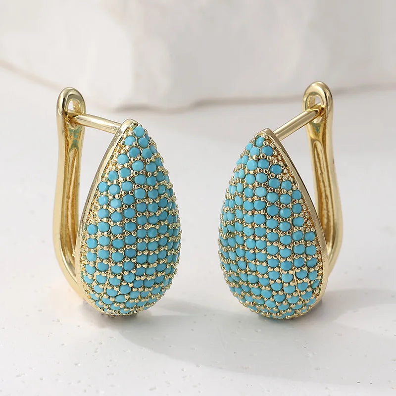 Béibhinn — Turquoise Pavé Teardrop Hoops