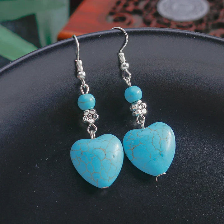Oonagh — Turquoise Heart Drop Earrings