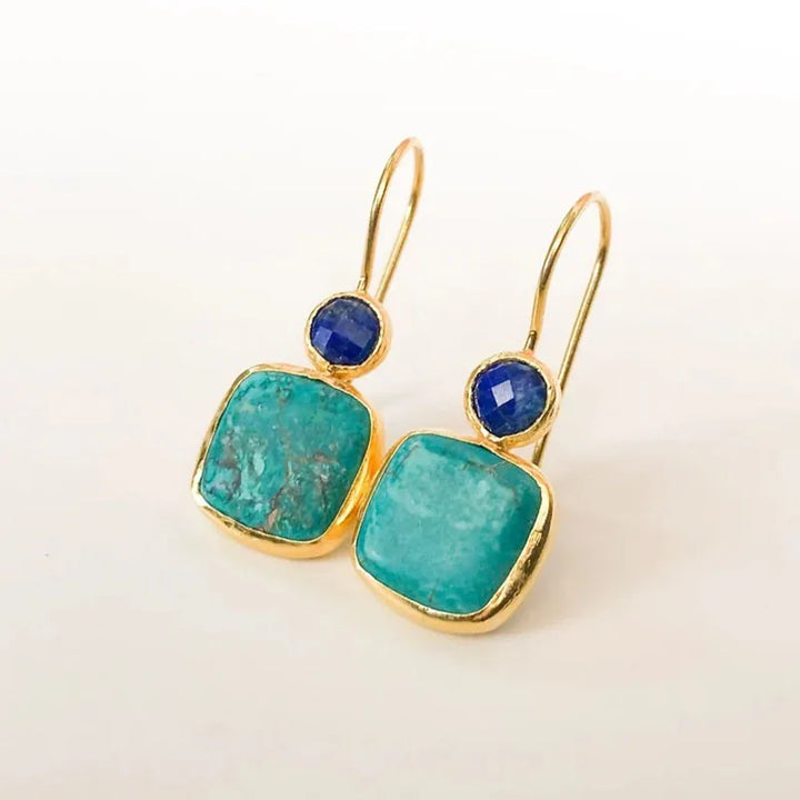 Dervla — Square Turquoise & Lapis Earrings