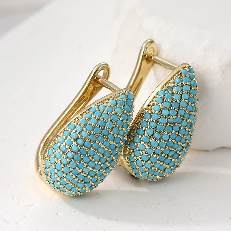 Béibhinn — Turquoise Pavé Teardrop Hoops