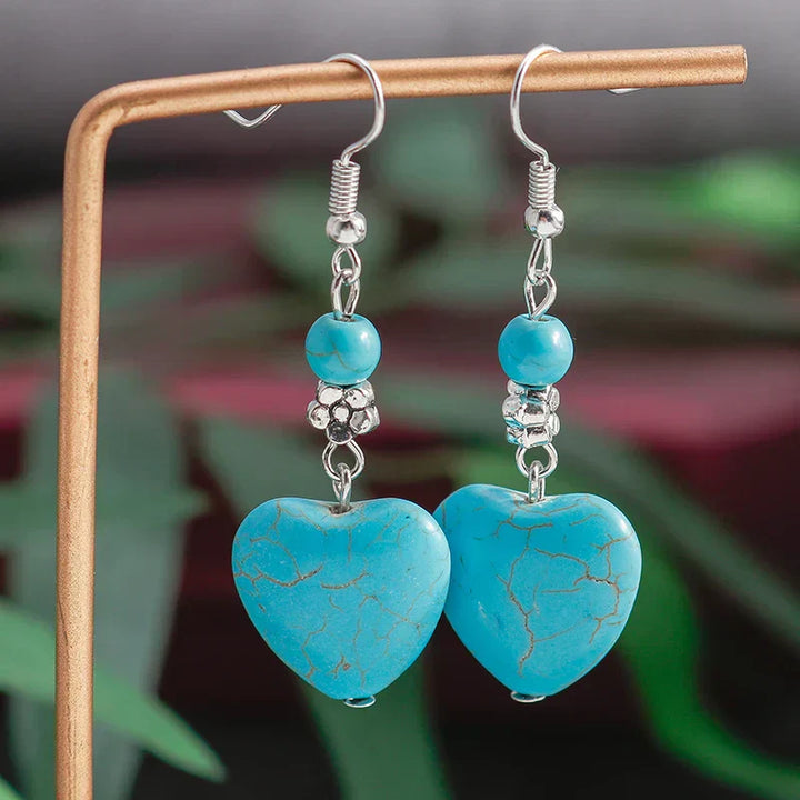 Oonagh — Turquoise Heart Drop Earrings