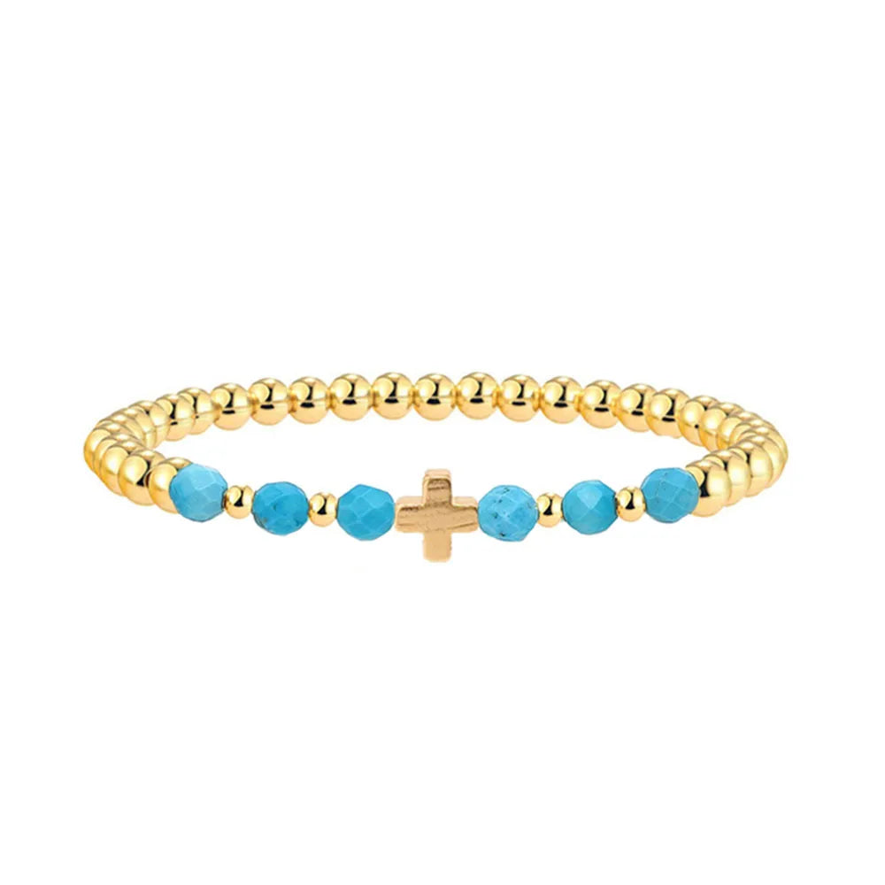 Ceara — Turquoise & Gold Bead Bracelet