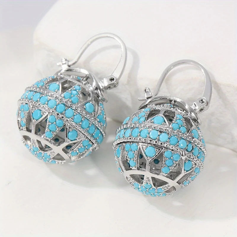 Keira — Filigree Globe Turquoise Earrings