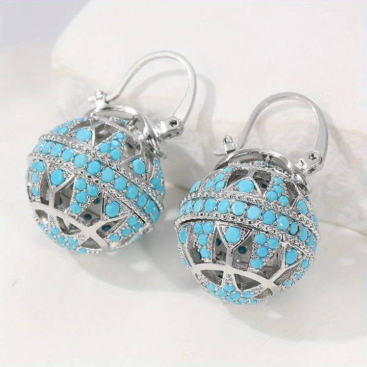 Keira — Filigree Globe Turquoise Earrings