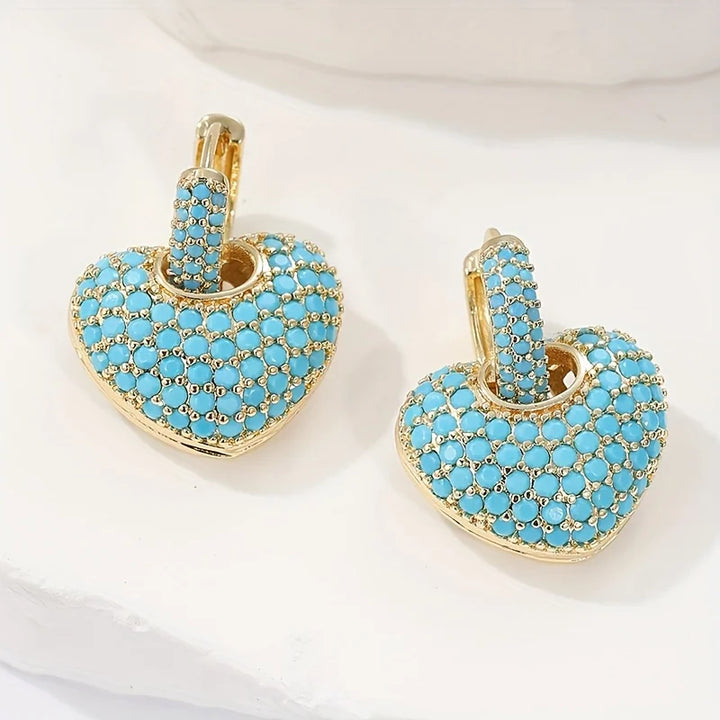 Cáit — Turquoise Heart Huggie Earrings