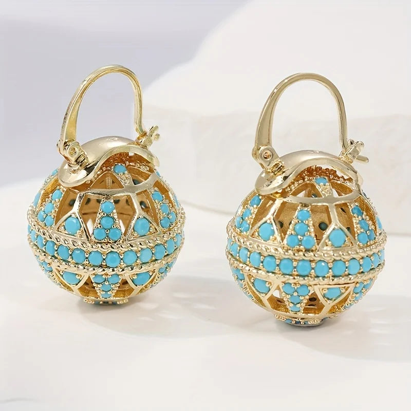Keira — Filigree Globe Turquoise Earrings