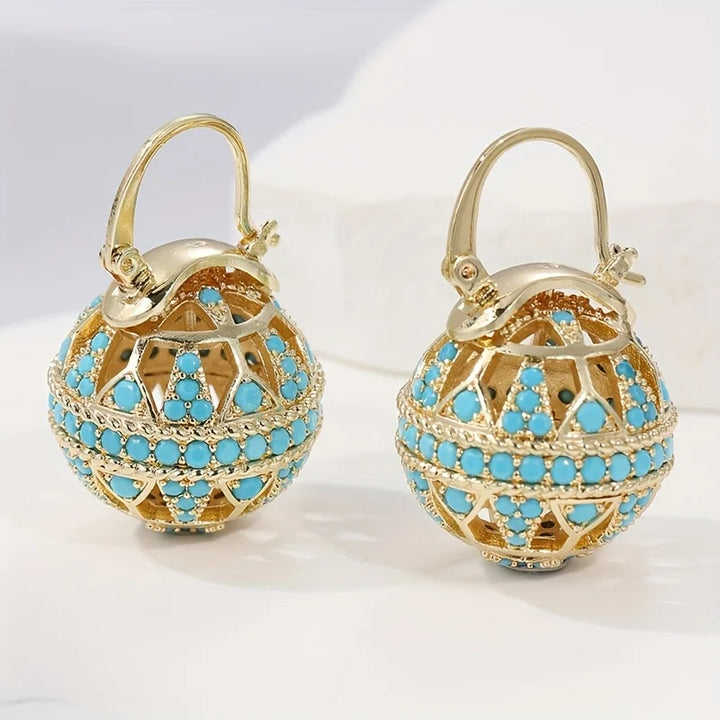 Keira — Filigree Globe Turquoise Earrings
