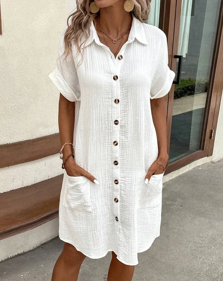 Bríd | Linen-Blend V-Neck Mini Dress
