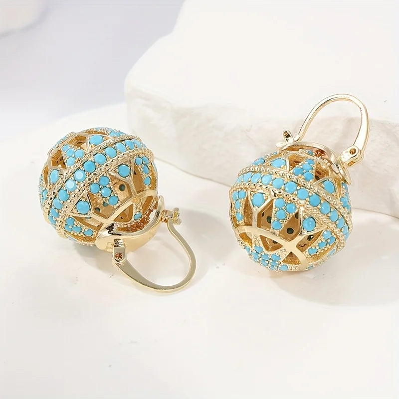 Keira — Filigree Globe Turquoise Earrings