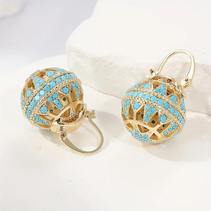 Keira — Filigree Globe Turquoise Earrings