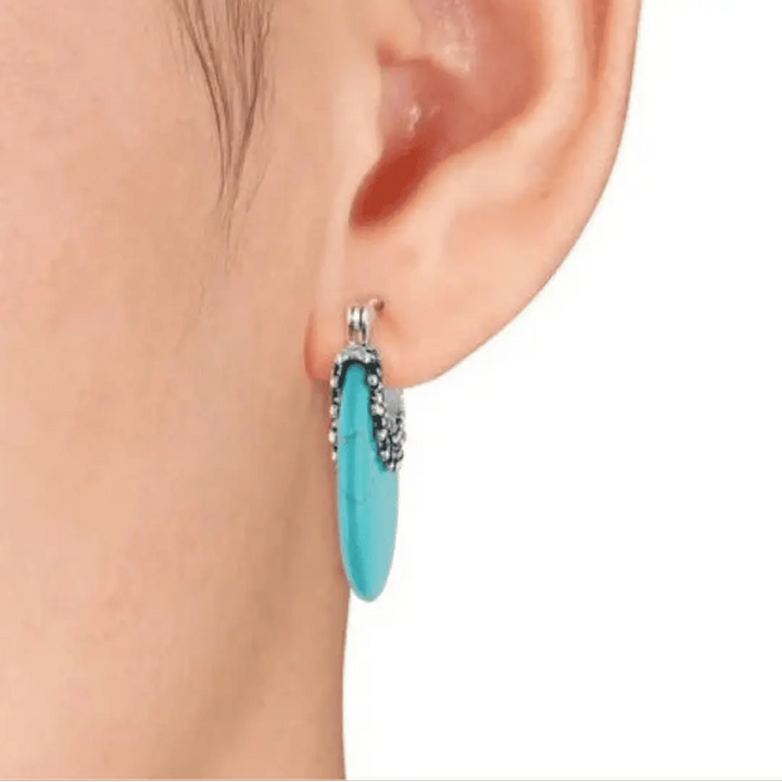 Úna — Silver Turquoise Hoop Earrings