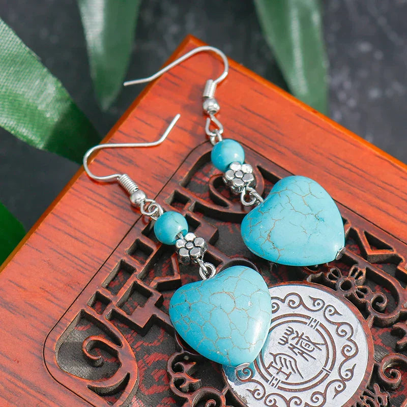 Oonagh — Turquoise Heart Drop Earrings