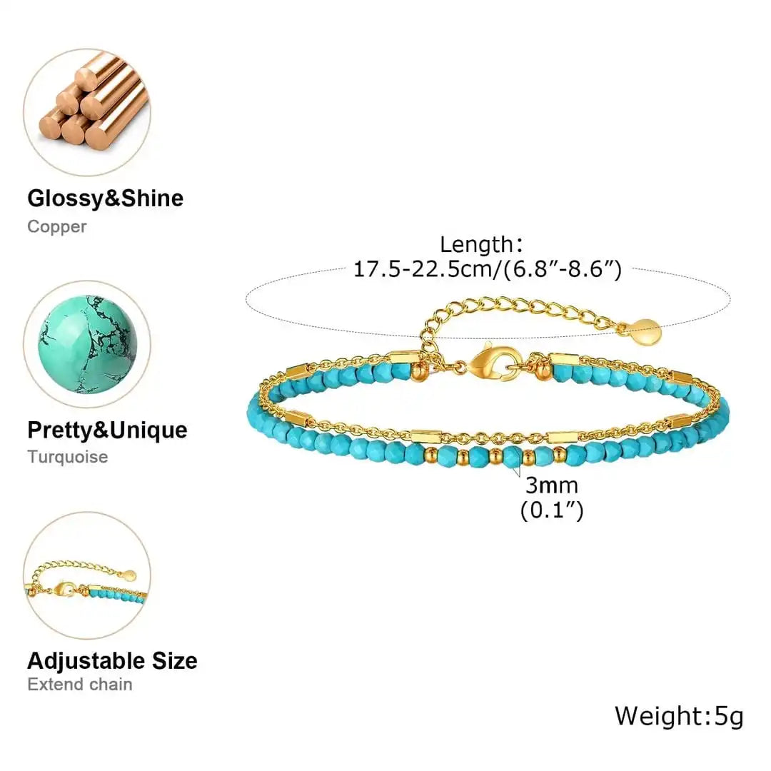Eilis — Double Chain Turquoise & Gold Bracelet