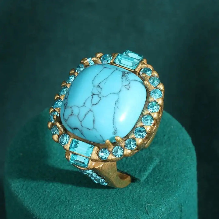 Ide — Turquoise Zirconia Gold Ring