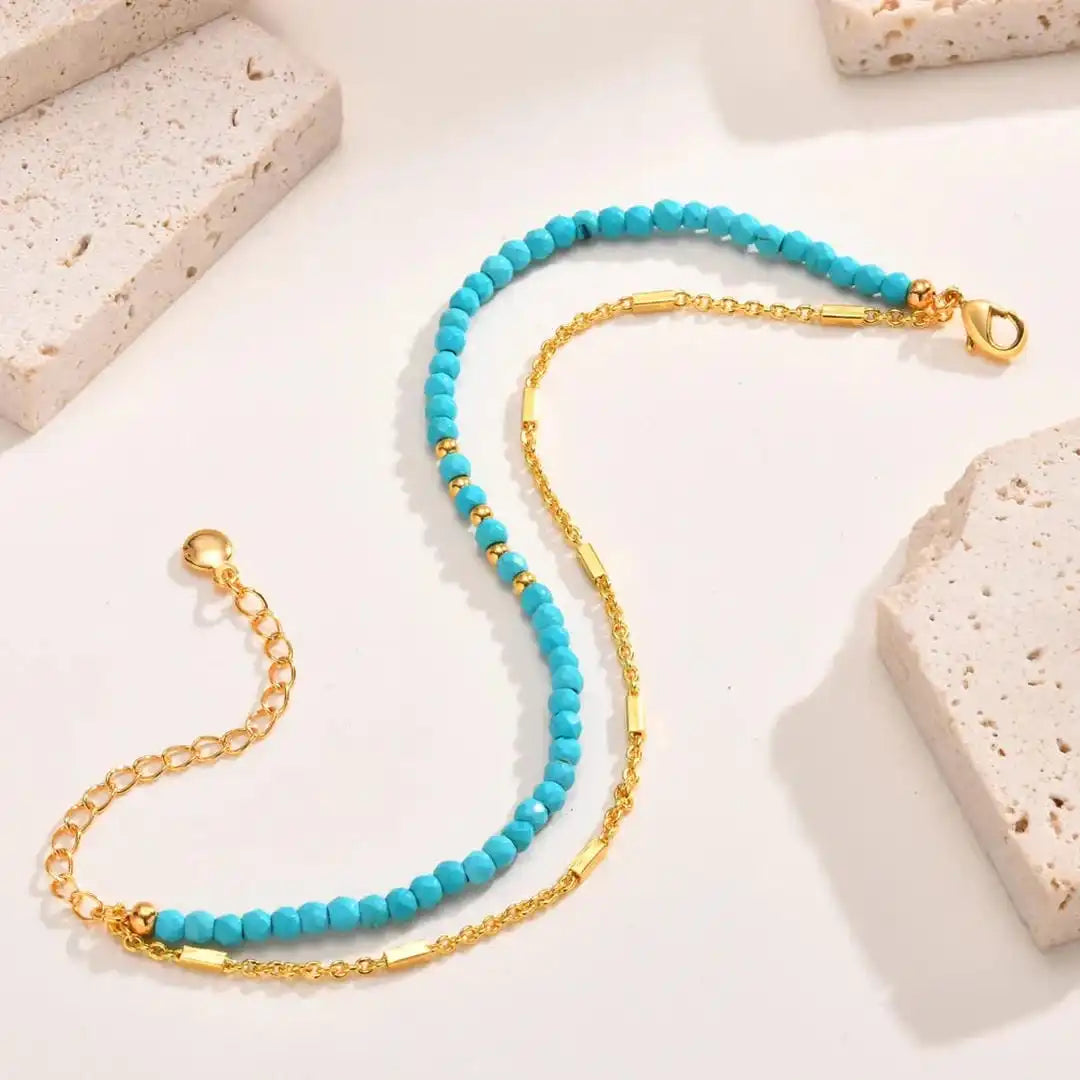 Eilis — Double Chain Turquoise & Gold Bracelet