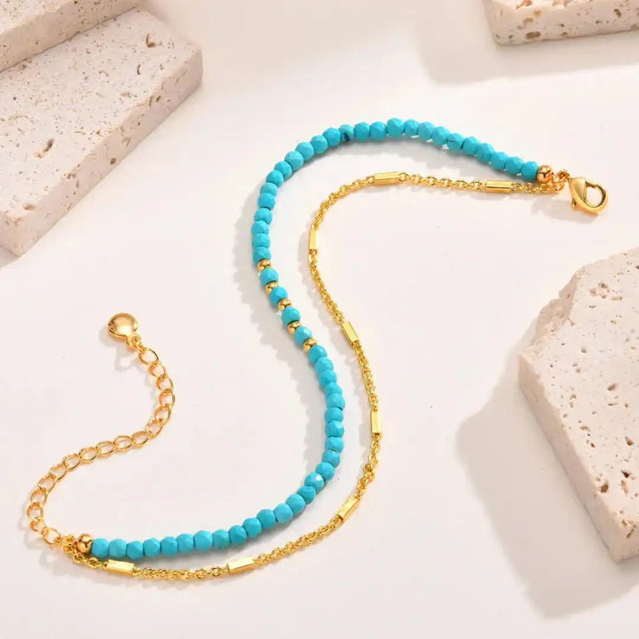 Eilis — Double Chain Turquoise & Gold Bracelet