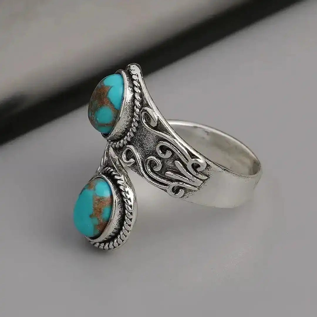 Cliodhna — Antique Silver Cross Turquoise Ring