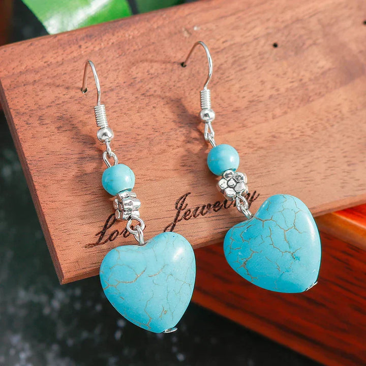 Oonagh — Turquoise Heart Drop Earrings