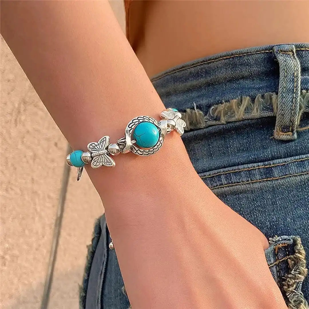 Brigid — Antique Silver Turquoise Bracelet