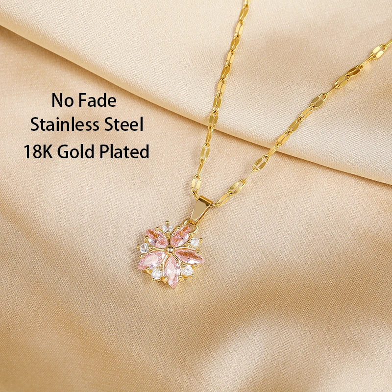 Brigid — Romantic Sakura Rose Gold Necklace
