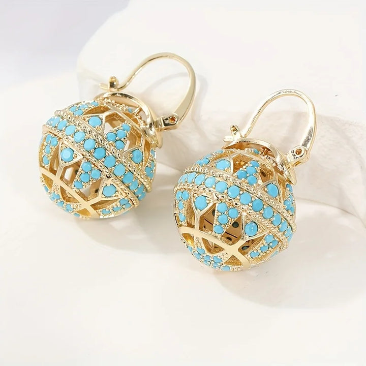 Keira — Filigree Globe Turquoise Earrings