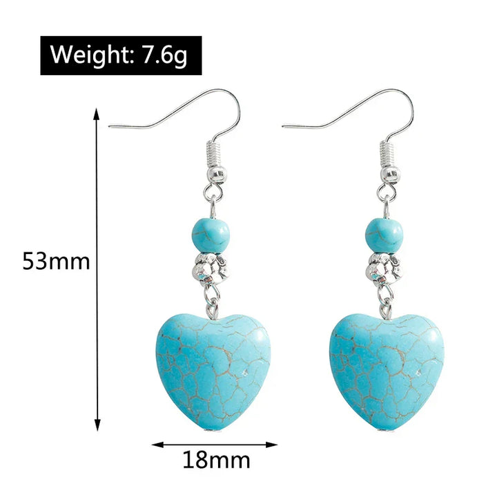 Oonagh — Turquoise Heart Drop Earrings