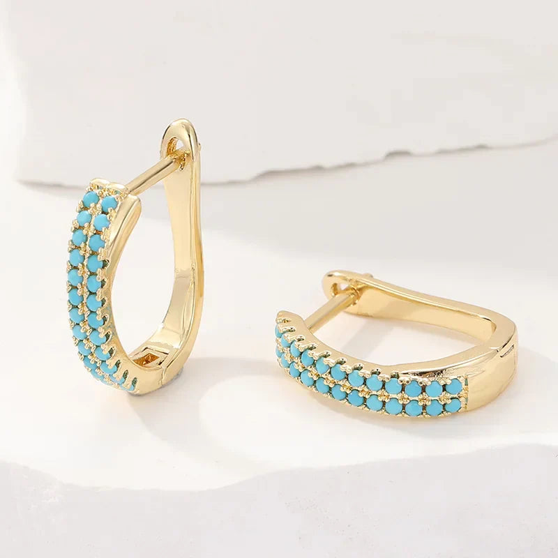 Deirdre — Classic Turquoise Pavé Huggies