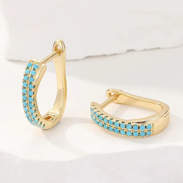 Deirdre — Classic Turquoise Pavé Huggies