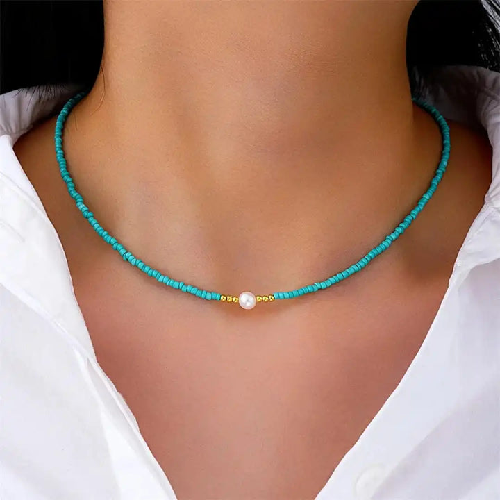 Brigid — Baroque Pearl Turquoise Necklace