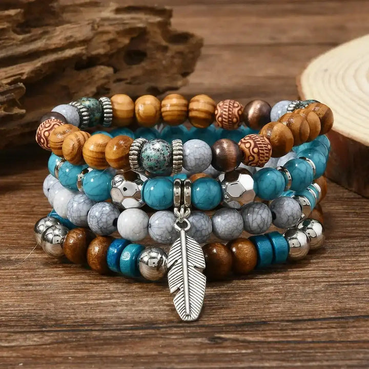 Darragh — Bohemian Turquoise Feather Bracelet