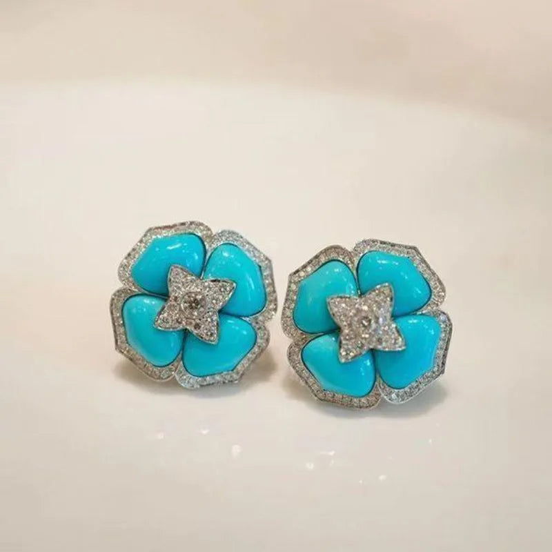 Eveleen — Turquoise Blossom Studs