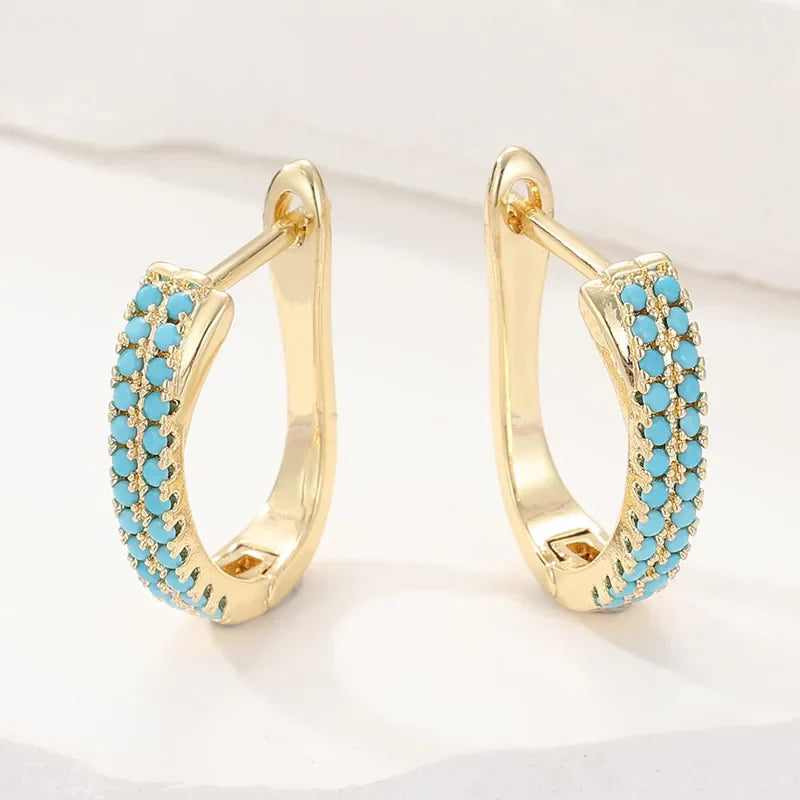 Deirdre — Classic Turquoise Pavé Huggies