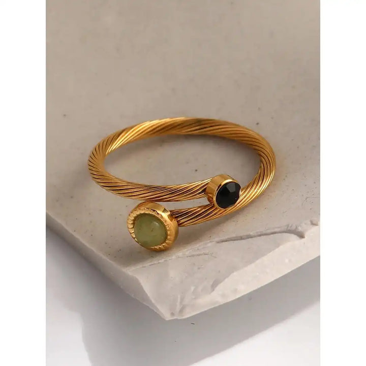 Doireann — Natural Green Stone Adjustable Ring